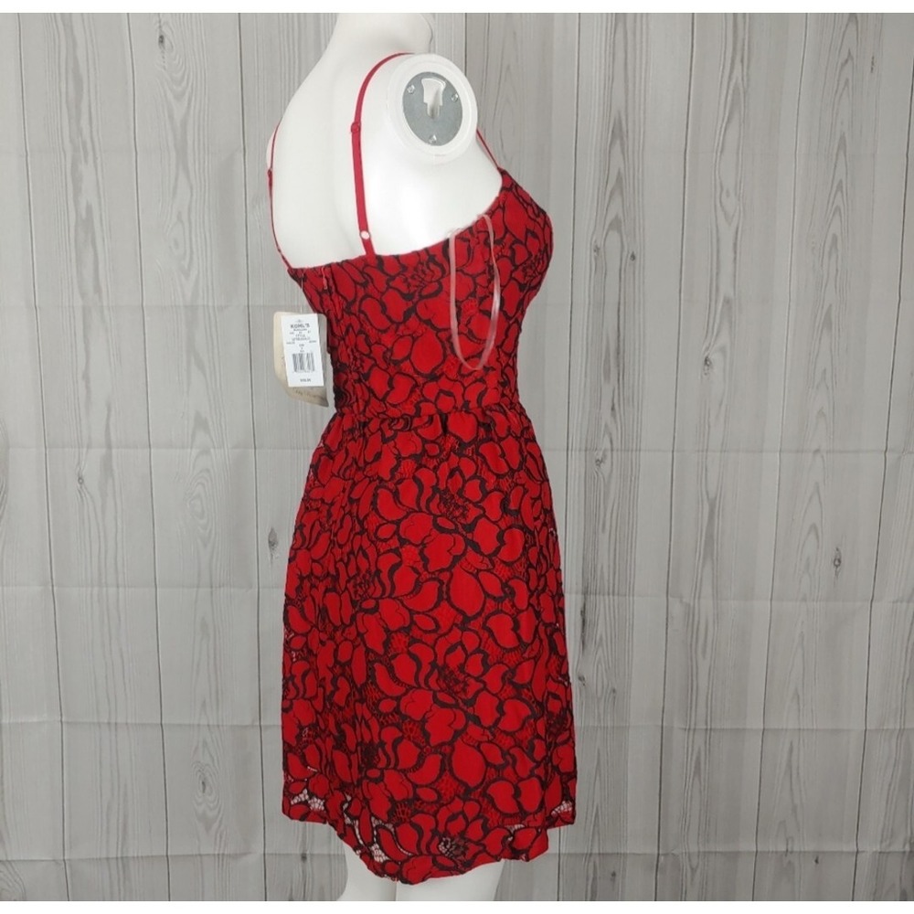 NWTS! Red & Black Floral Lily Rose Dress Size Small Missing Belt - Picture 10 of 13